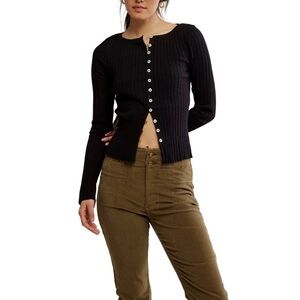 Free People black knit long sleeve top